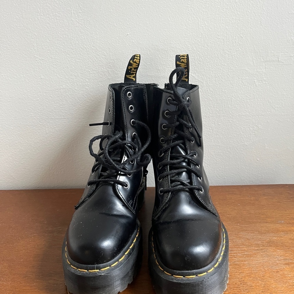 Dr. Marten Jadon Boot Smooth Leather Platforms in Black - Picture 2 of 9
